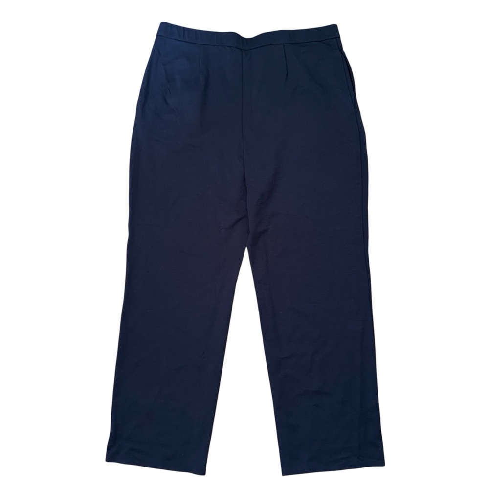 J.Jill Wearever Navy Blue Wide Leg Pull‎ On Pants Size Large With Side Pockets - Picture 2 of 12